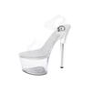 New Super High Heel 2025 Summer Pointed Waterproof Platform Heel Casual Wedding Sandals Women's Single Shoes