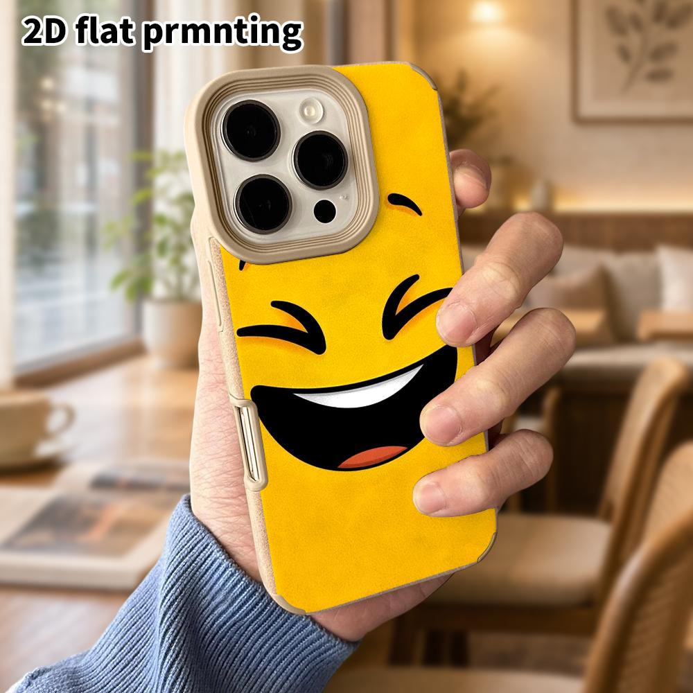 Phone Case: Lambskin 2D Flat Samsung Galaxy A34 A35 M05 M06 S20 S22 S21 FE Plus 5G Protective Case, Big Laugh Emoji, Christmas and Halloween Gift