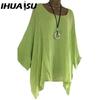 IHUASU Women's Fashion Casual Solid Color Print O Neck Blouses & Shirts