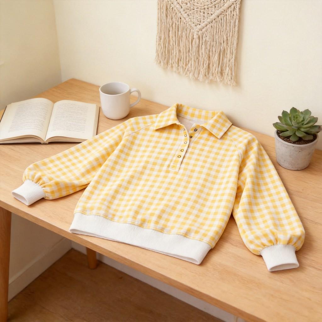 Maglione a collo alto a quadri in misto cotone da donna a maniche lunghe, stile casual autunnale