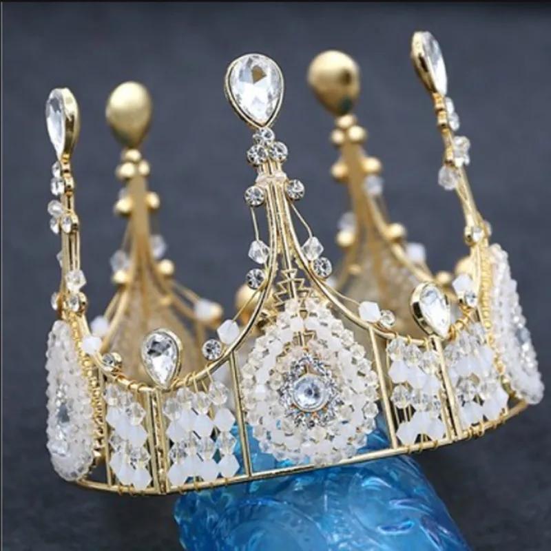 

Exquisite cake baking decorative bride Eurostyle alloy lace crown birthday accessories Queen large round tiara cake topper