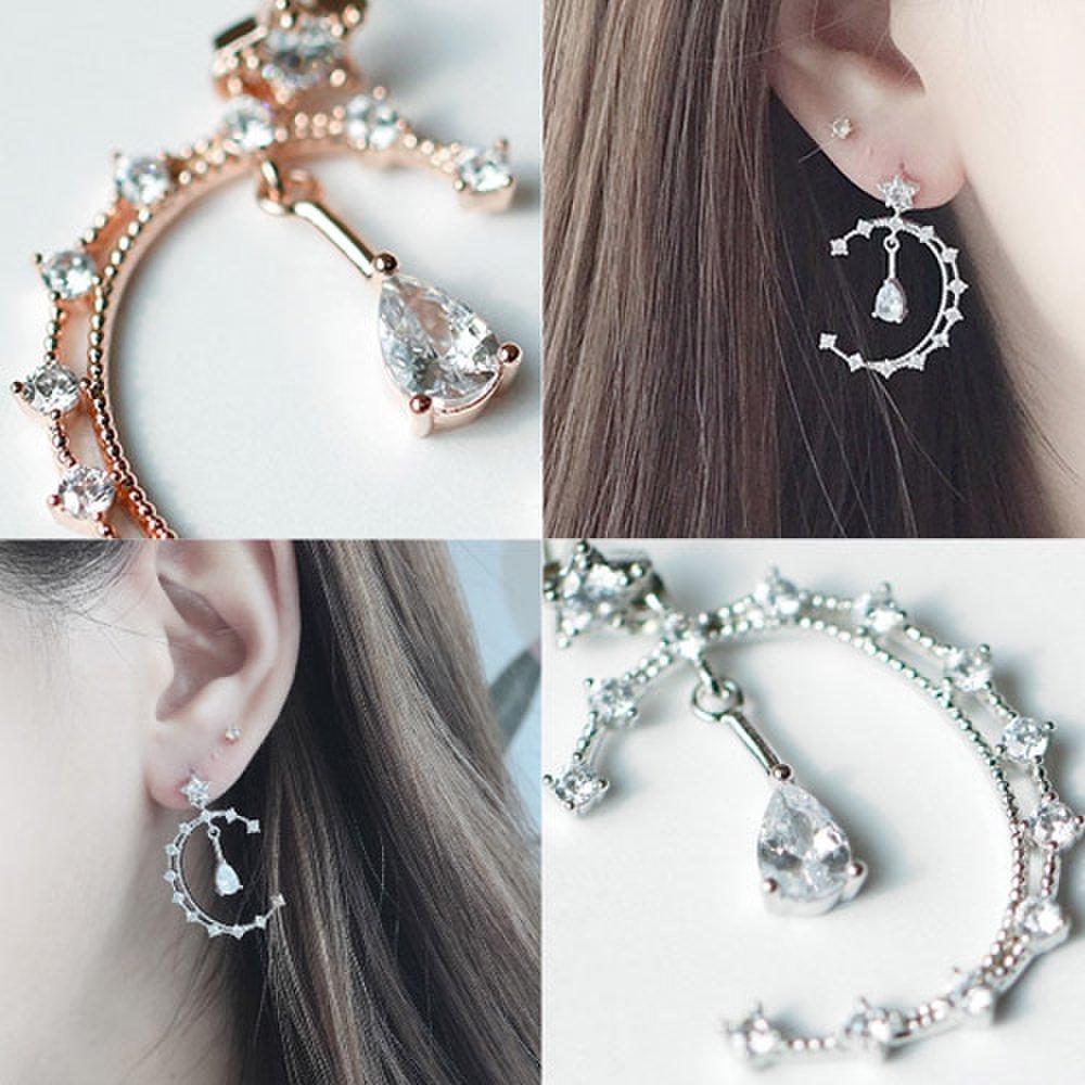 [Aslit] Zenith Moon Tears Cubic Drop Earrings