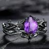 Luxury New Fashion Ring Gun Black Inlaid Purple Diamond Ring European and American Ins Engagement Jewelry Women's Models