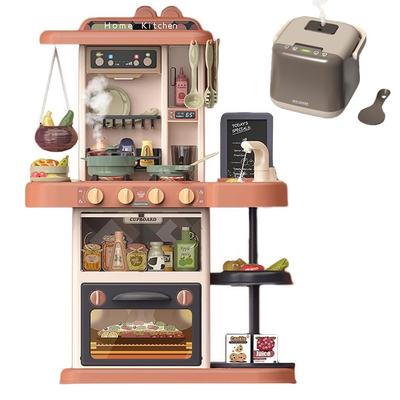 Juego de Cocina de Juguete con Botón Luna para Jugar a las Casitas con Spray Realista, Sonidos de Cocina, Caja de Música, Pizarra, Dispensador de Agua Recirculante,