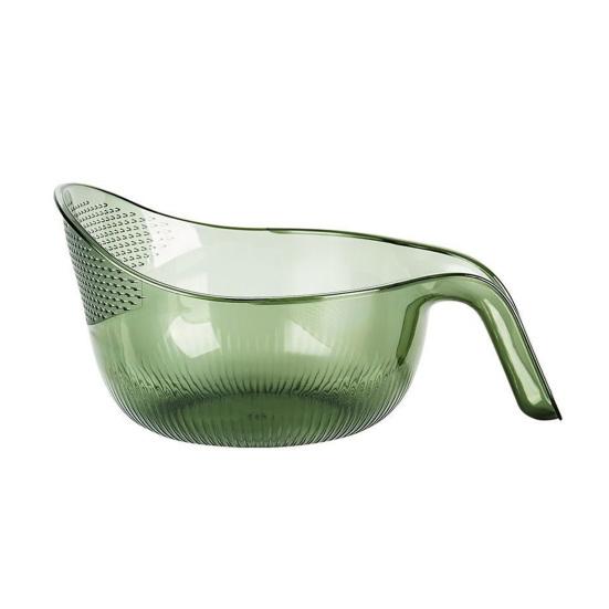 Drain Rice Basket Transparent Food-Grade Plastic Rice Vegetables Fruits Washing Basket with Ergonomic Handle Easy Lift Rice Washer