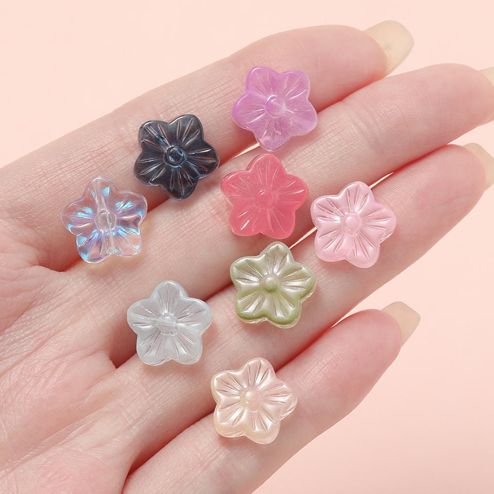 10Pcs/Lot Glass Five-Petaled Flower Beads Colorful Spacer Bead for DIY Bracelet Necklace Earrings Jewelry Making Accessories