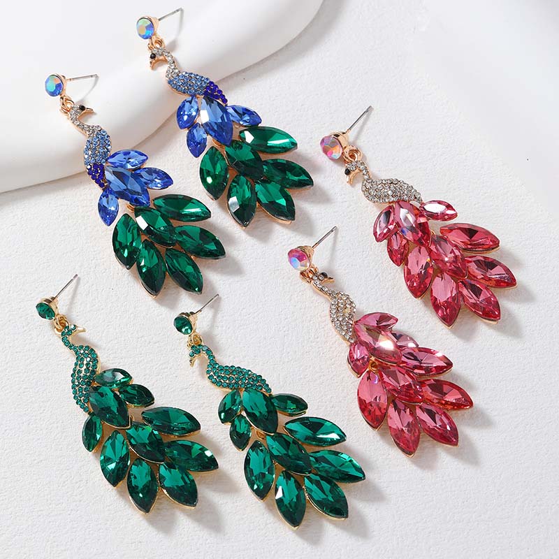 Exotic Peacock Dangle Earrings for Women Exquisite Shiny Zircon Earring Vintage Ethnic Ear Accessories Trendy Aesthetic Jewelry