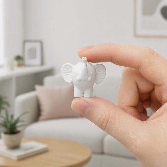 Mini Elephant Figurine, 3D Printed Cute Elephant Animal Desktop Decoration, Small Tabletop Ornament for Home Office Decor