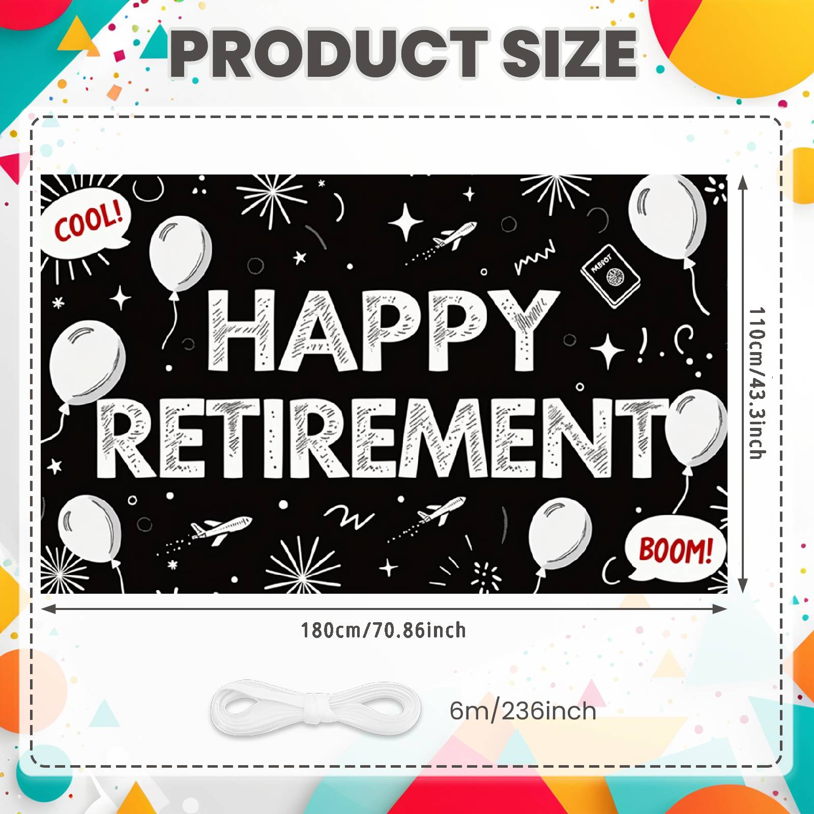 Happy Retirement Banner Festive Retirement Background Retirement Party Banner Hand-drawn  Farewell Banner For Adult Party