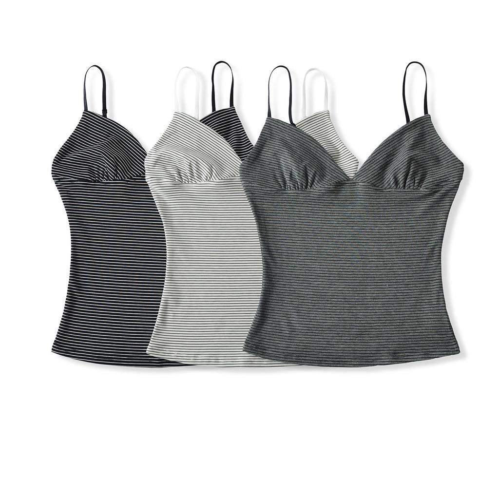 Women's Summer Three-Color Striped Camisole - Slim Fit, Stylish Back, Trendy American Style, Knitted Design