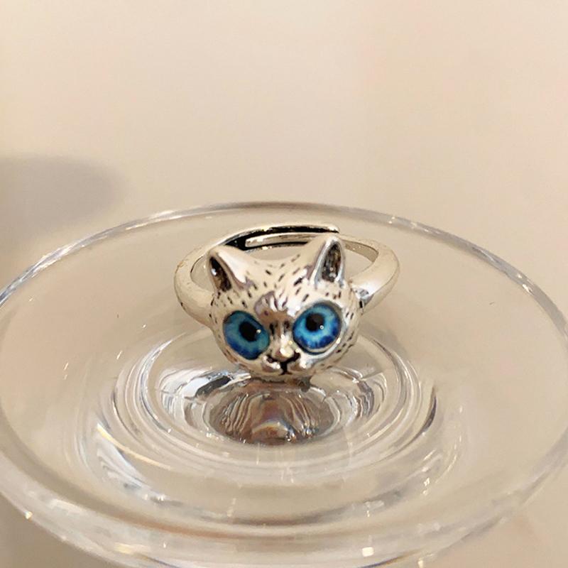 Vivid Cute Silver Color Cat Snake Open Rings For Women Girls Adjustable Finger Ring Gothic Cool Animal Jewelry Gifts