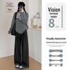 High-Waisted Fleece-Lined Plaid Wide-Leg Pants for Women, 150 Petite, Slimming Casual Autumn/Winter Wear