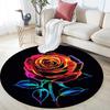 Rainbow Rose Round Area Rug,Carpet Rug for Living Room Bedroom Sofa Playroom Decor,Non-slip Floor Mat