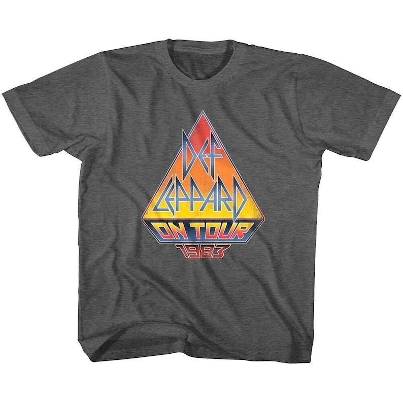 Def Leppard On Tour 83 Black Heather Kids T-Shirt Youth Toddler 110