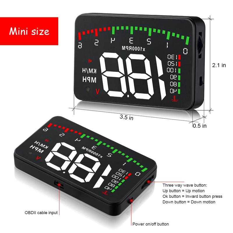 A900 OBD Car Head Up Display OBD2 HUD Windshield Projector Water Temperature Voltage Engine RPM MPH KMH With Overspeed Warning