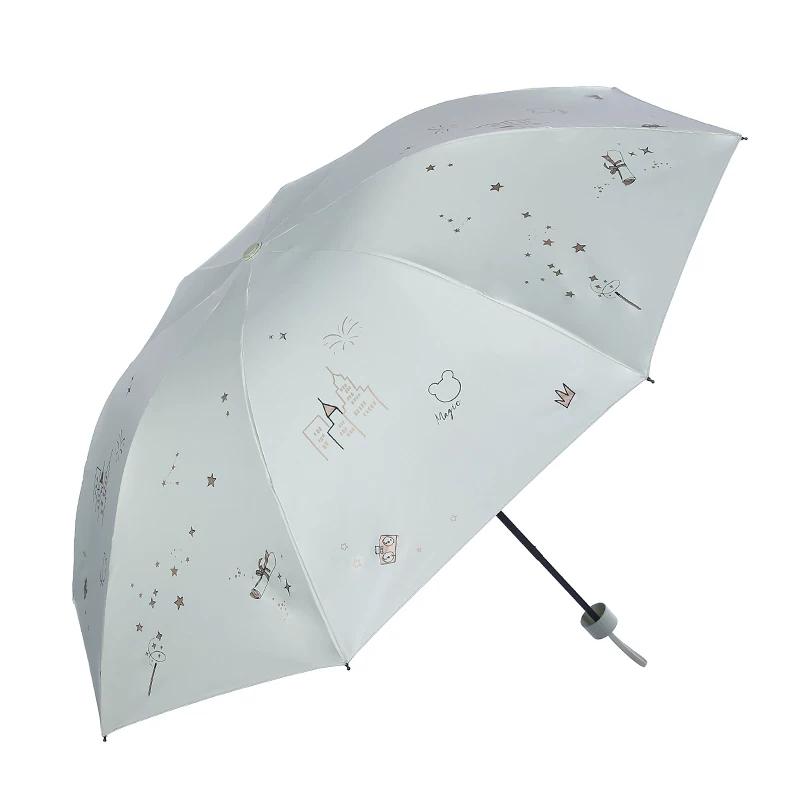 Paradise Umbrella Fresh Three Foldable Umbrella Dual-Use Portable Women's Vinyl UV-Proof Parasol Sun Umbrella
