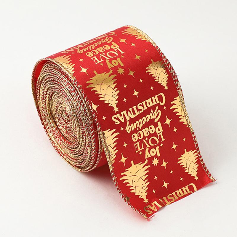

1Roll Red Gold Christmas Packaging Rope 2M Ribbon Party Decor Wide 6.3cm Ribbons красный