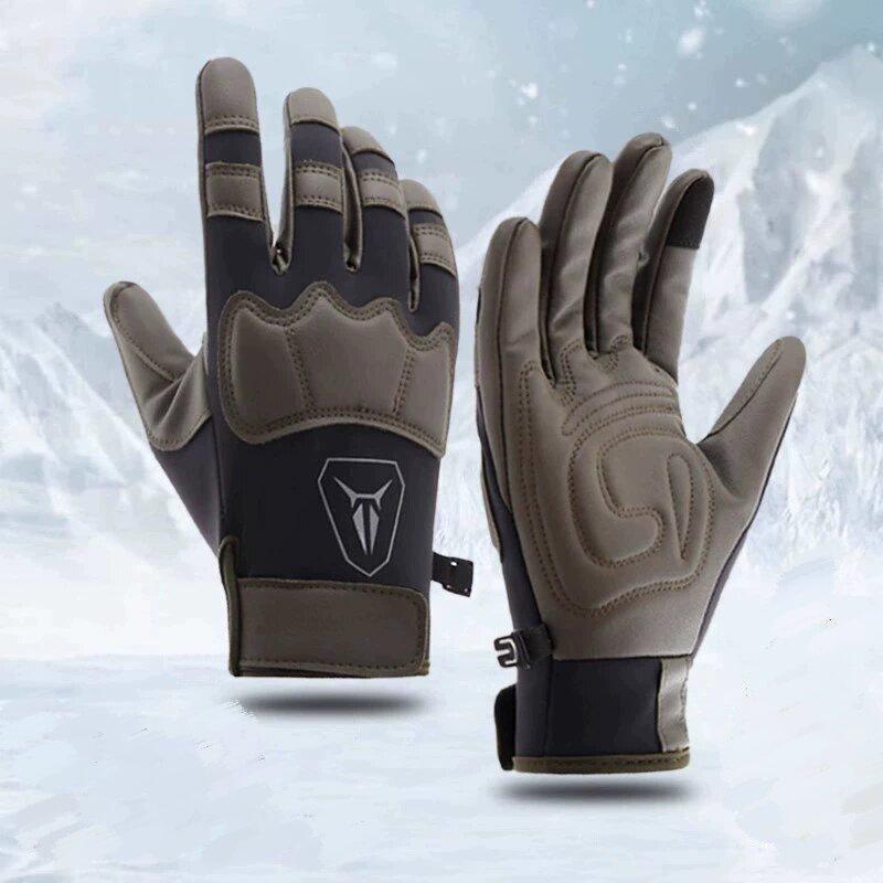 Waterproof Motorcycle Gloves, Touchscreen Anti-Slip Protective Gloves for Cycling & Outdoor Sports L армия зеленый