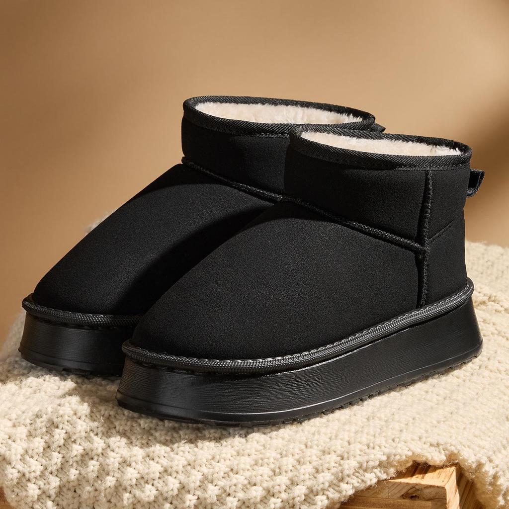 2026 Women's Winter Snow Boots: Non-Slip, Warm, Leather & Fur-Integrated, Thick Sole, Plus Velvet, Short Northeast Wool Slippers.