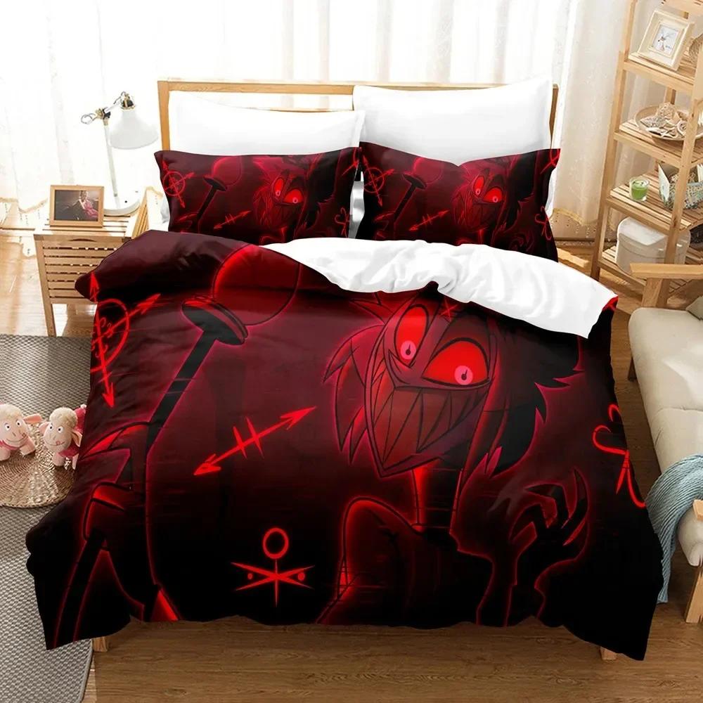 Hazbined Hotel Cartoon Charlie Vaggie Alastor AD Bedding Set Printed With Pillowcase Duvet Cover Soft Single Double Queen King