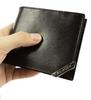 Men's Horizontal Wallet with Silver Accent, Natural Grain Leather - Rovicky