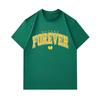 Men's 100% Cotton Crew Neck Short Sleeve T-Shirt, Casual Yellow Forever Print Tees, Comfortable Breathable Loose Tops for Daily Street Wear All Season