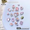 30-Piece Nail Art Crystal Rhinestones Set: Shiny Butterfly, Square, Asymmetrical Peach Heart Shapes