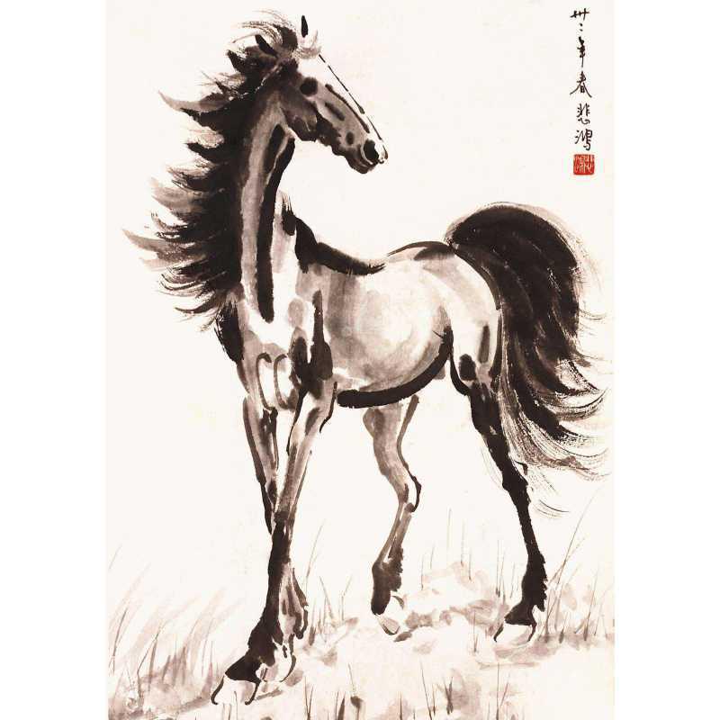 Free Shipping Ink Wash Galloping Horse Poster - Home Decoration Wall Hanging Mural for Dorm, Tea House, Study, or Living Room.