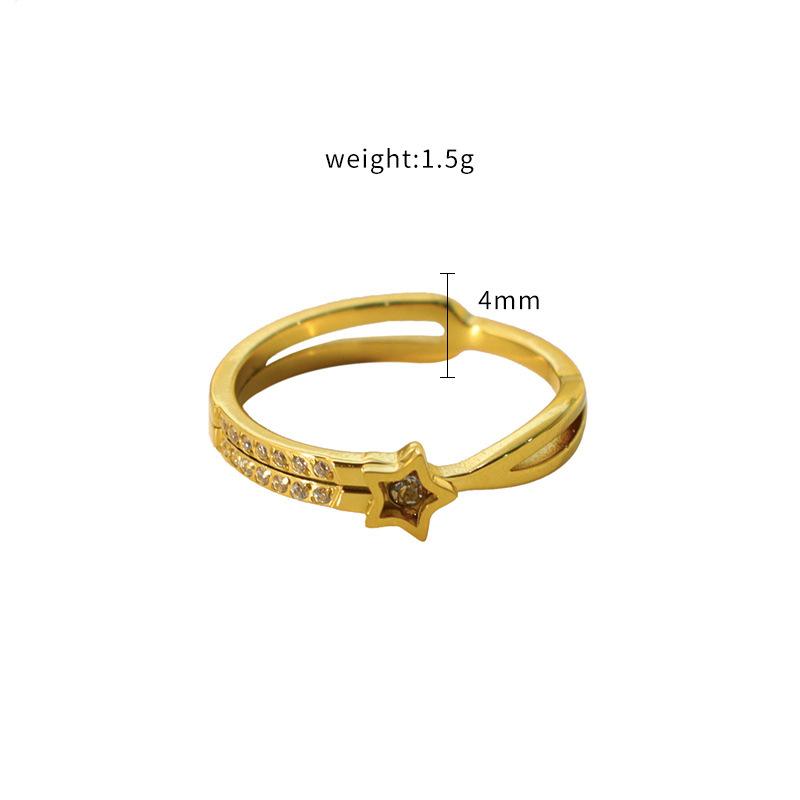 Star Set Diamond Personality 316 Titanium Steel Popular Non-Fading Ring Women'S Fashion Light Luxury Ring Girlfriend Ring