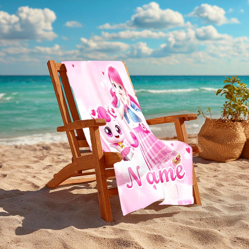Personalized customized proof beach towel with Catch! Teenieping pattern - soft, absorbent, quick-drying, perfect swimming, camping&bathing
