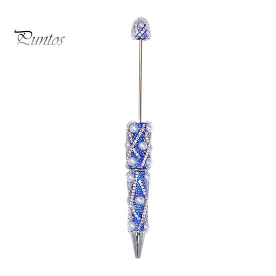 Rhinestone Bling Pens DIY Beadable Pen, Rhinestones And Faux Pearls Beaded Office Desk Accessories Black Ink Ballpoint Pen for School Supplies