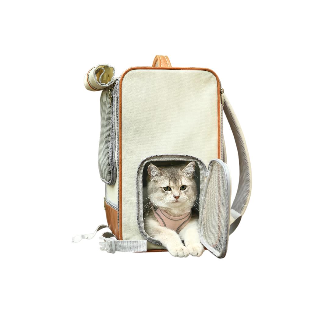 

Hoopet Cat Carrier, Large Capacity, Portable and Breathable Backpack for Ragdoll, Suitable for Puppies And Outdoor Use, for 10kg Cats and 7.5kg Dogs білий
