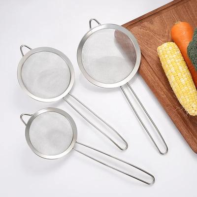3pcs/set Stainless Steel  Wire Fine Mesh Oil Strainer Flour Colander Sieve Sifter Pastry Baking Tools Kitchen Accessories