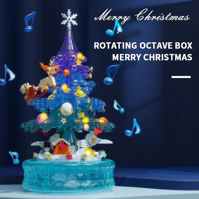 Fantasy Christmas Tree Music Box Building Blocks Romantic Lighting Music Box Desktop Decoration Kids Toys Holiday Gifts