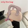 Simple Blocked Color Shoulder Bag With Flower Decoration Women Daily Use Gift
