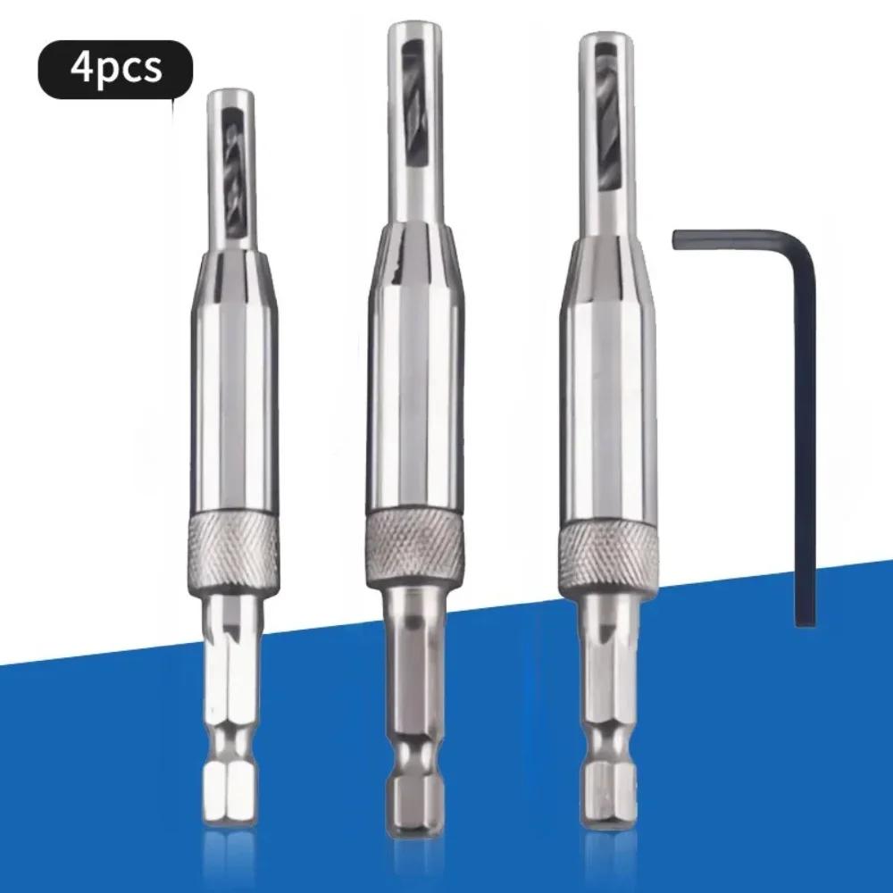 

Woodworking hinge puncher drill repair tool, hexagonal handle door and window hinge woodworking positioning reamer drill set
