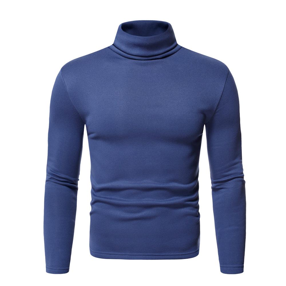 Maglione da uomo in tinta unita con collo alto in velluto, maglione autunnale e invernale, maglione in pile da uomo