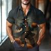 Men's Fashion Casual Loose Halloween Printed Short Sleeve Shirt