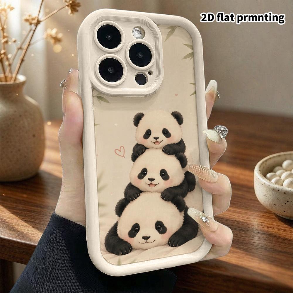 Phone Case: 2D Flat Design Suitable for iPhone 18 17 16 15 14 13 Pro Tiered Protective Case, Cute Soft Panda, Christmas and Halloween Gift