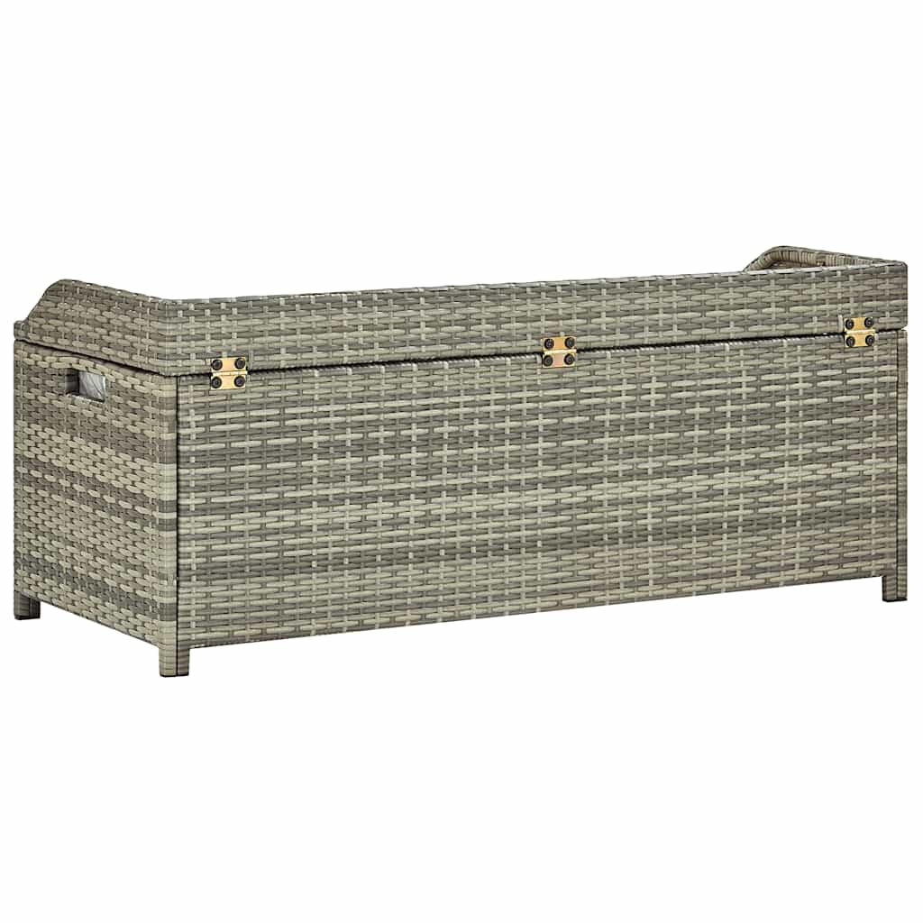 Garden Bench with Storage Space 120 cm Grey Poly Rattan