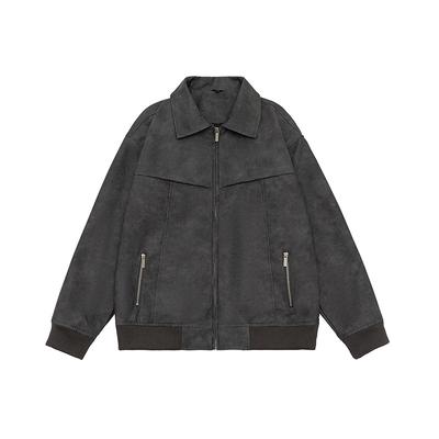 Men's Vintage Leather Jacket with A Collar