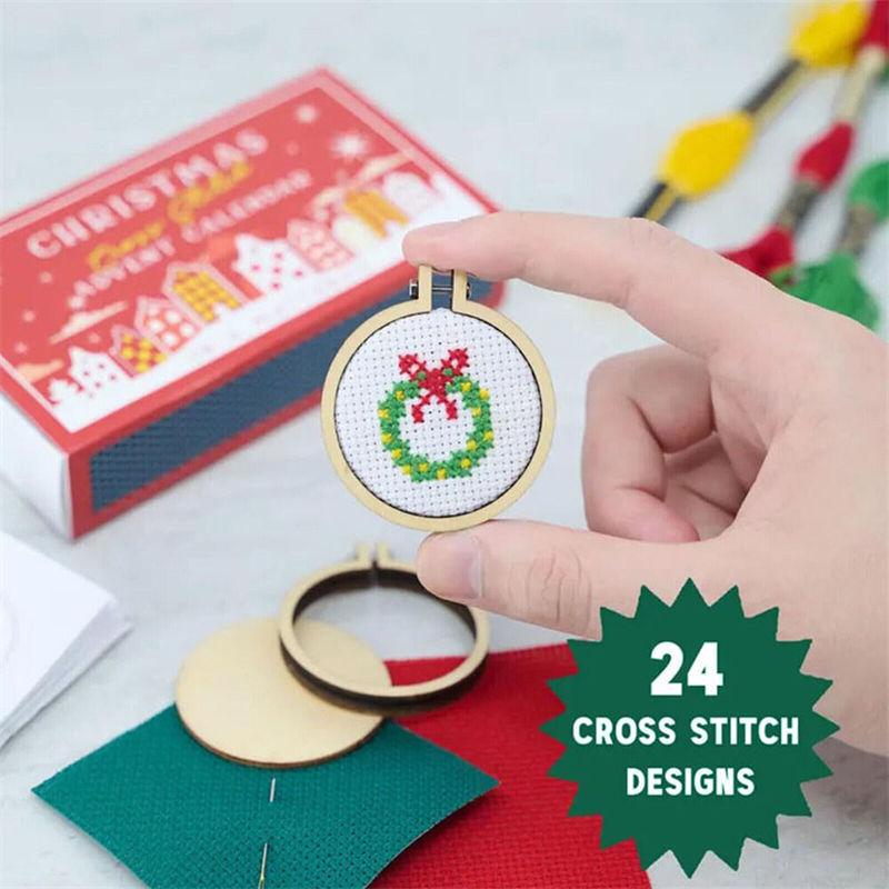 Christmas Cross Stitch Advent Calendar Set 24 Days Countdown Xmas Embroidery Kit