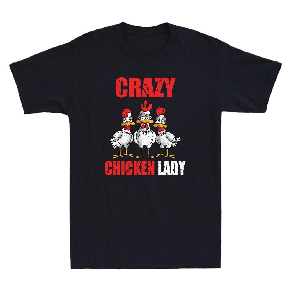 Crazy Chicken Lady Funny Chicken Lovers Farmer Gift Vintage Short Sleeve T-Shirt S