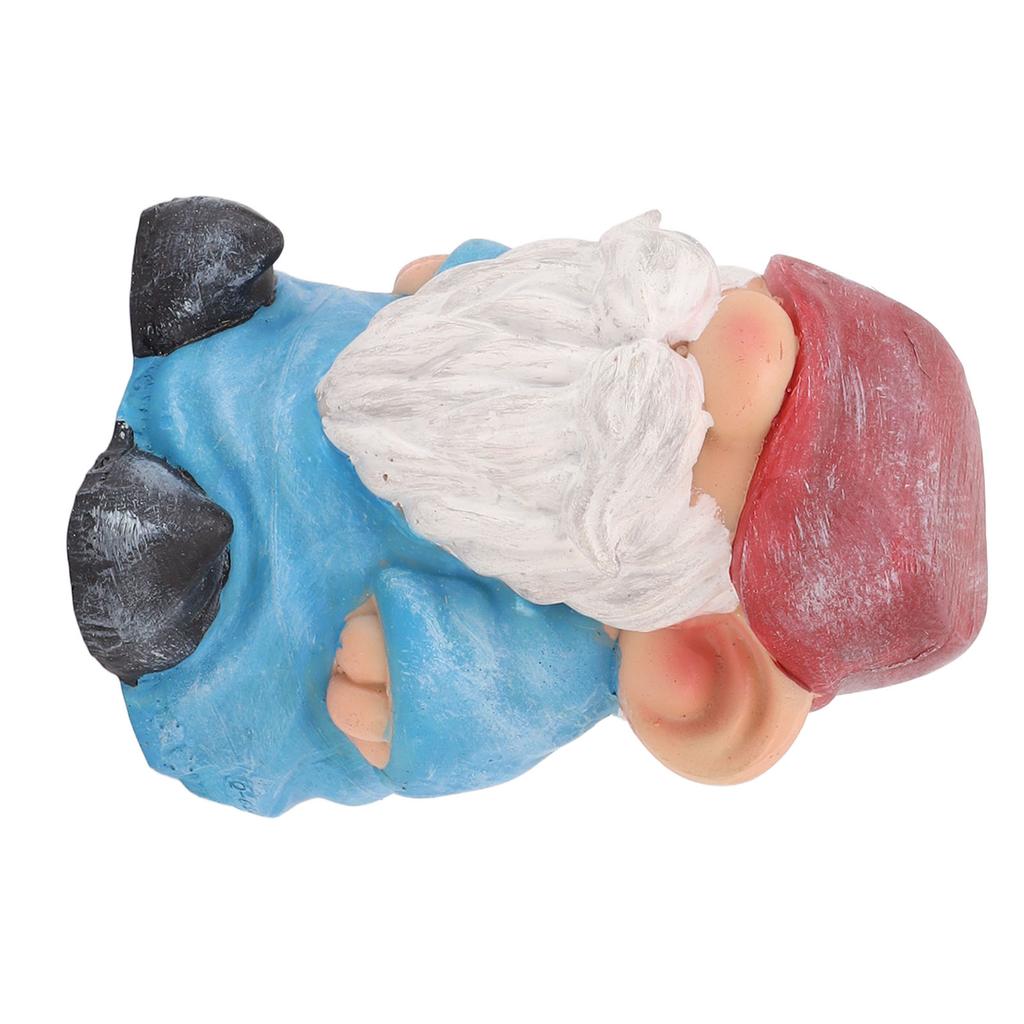 Garden Gnome Resin Structure Stable Bottom Retro Style Gnome Figurine for Patio Porch Decorations Flat Head Blue