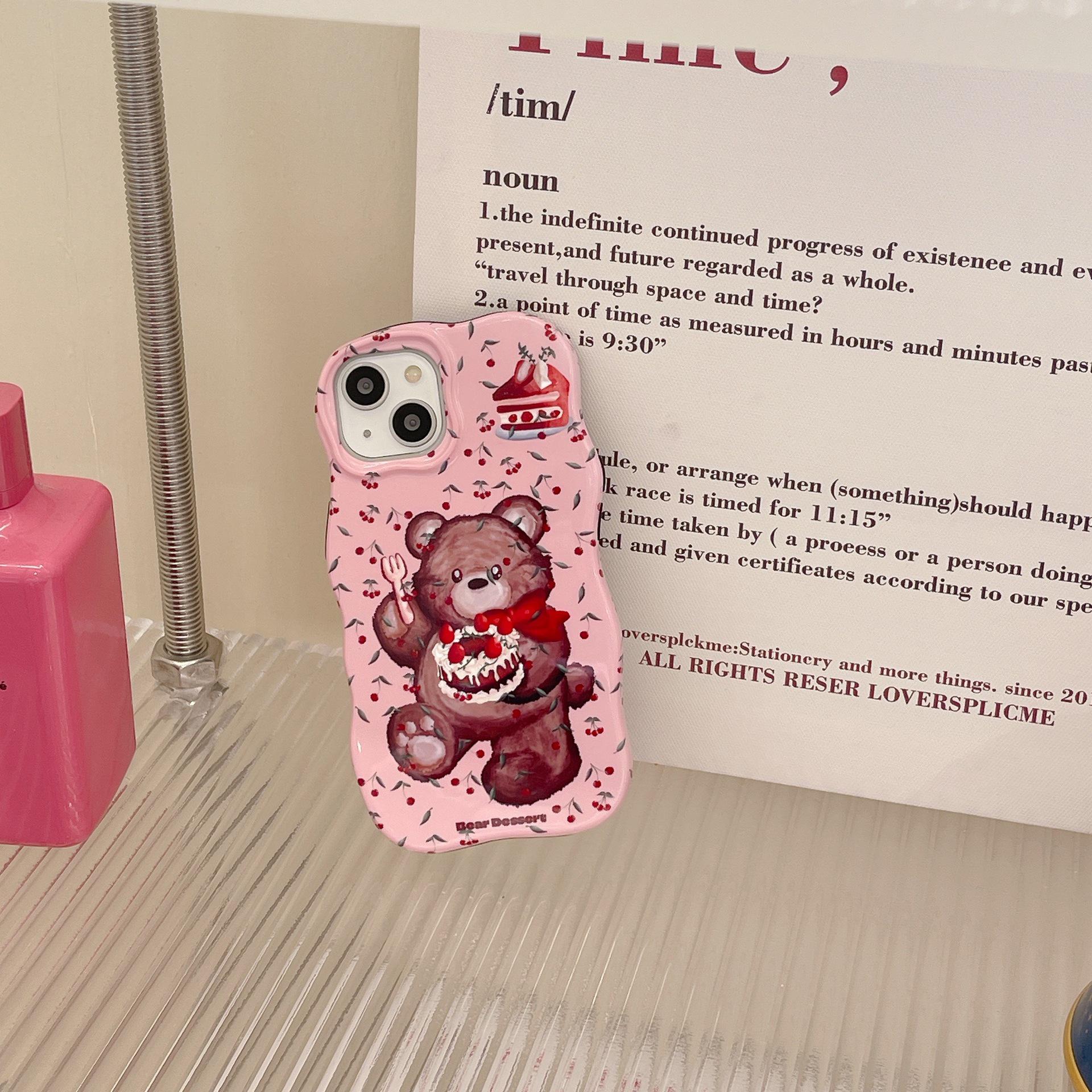 

Pink Bear Two-in-One Cake Design iPhone Case for iPhone 16 Pro Max, 17, 15/14 Wave Series 17 Pro