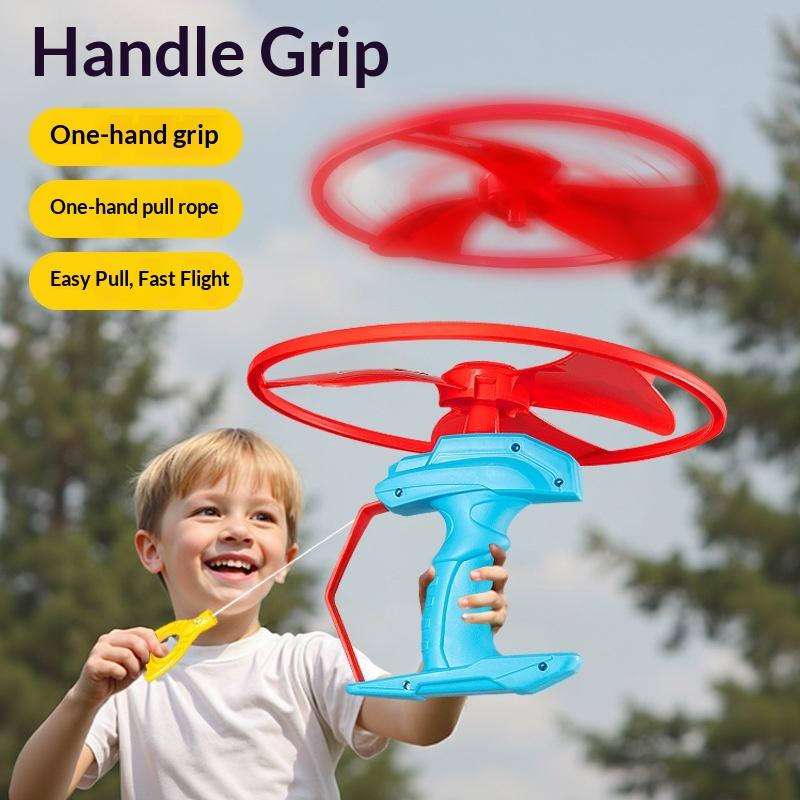 Children'S Outdoor Flying Bamboo Dragonfly Frisbee Gyro Gun Pistol Luminous Ufo Spinning Top Ejection Toy Kids Gyro Launcher