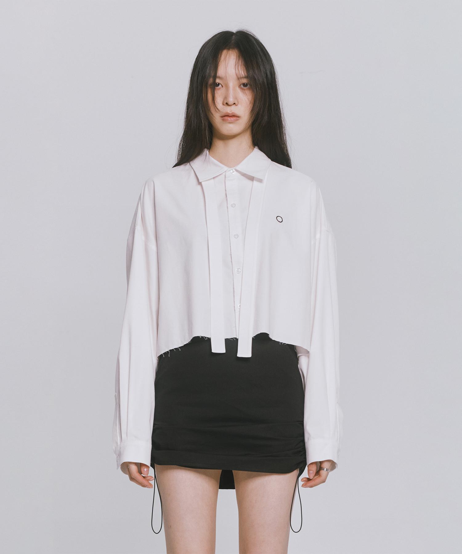 Monophobia Strap Tie Neck Crop Blouse White M