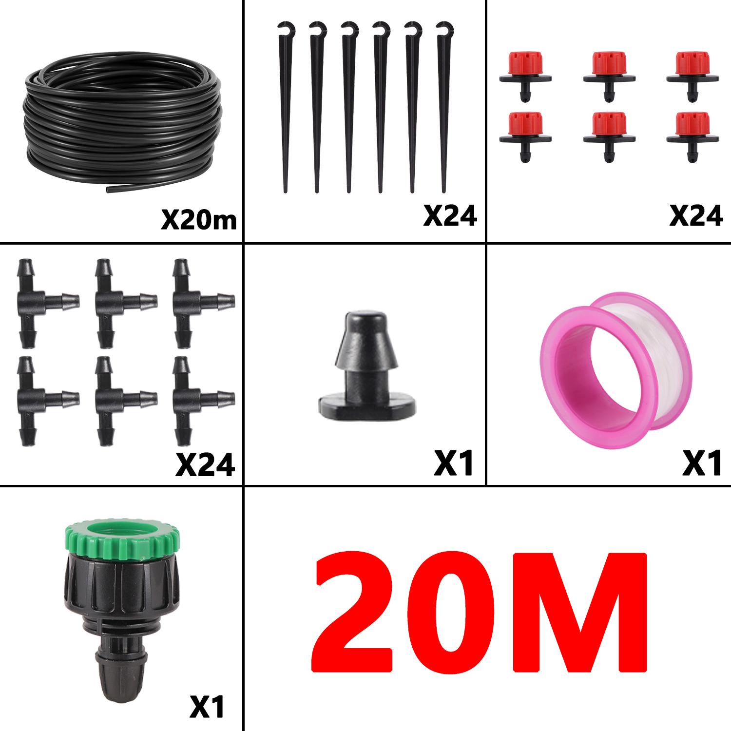 

Комплект для капельного полива 5~20 м, автоматическая система полива с регулируемыми излучателями для растений бонсай в горшках, самодельная микрокапельная система для экономии воды