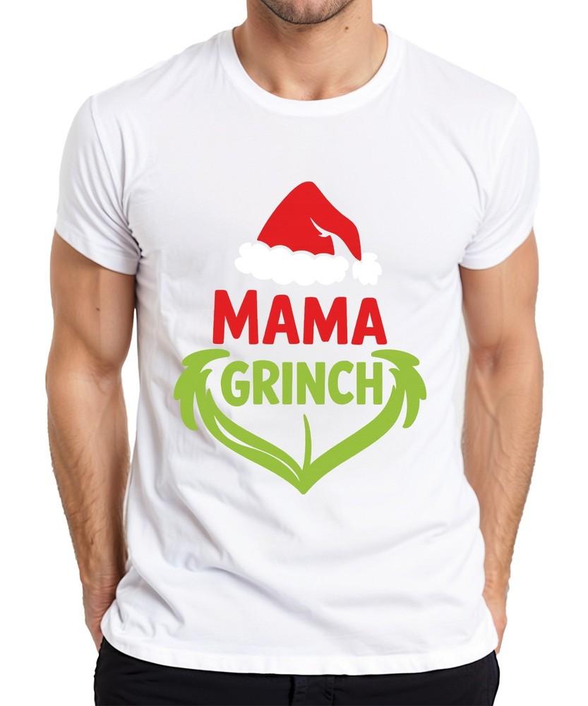 Mama Grinch Christmas Gift Hat Green Heart Family Funny Unisexs Tshirt