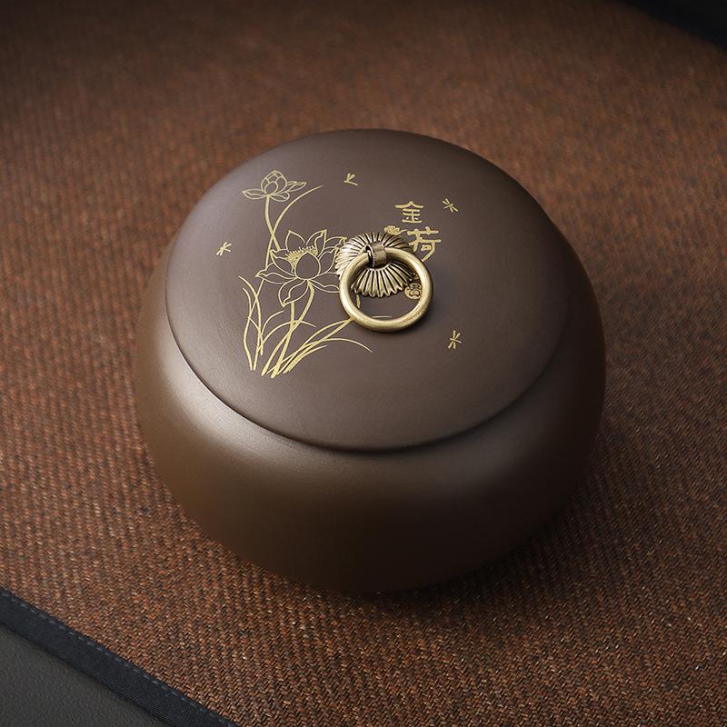 Ceramic Tea Jar with Lid Home Portable Candy Snack Box Multifunctional Ceramic Nuts Coffee Bean Medicinal Material Storage Jar